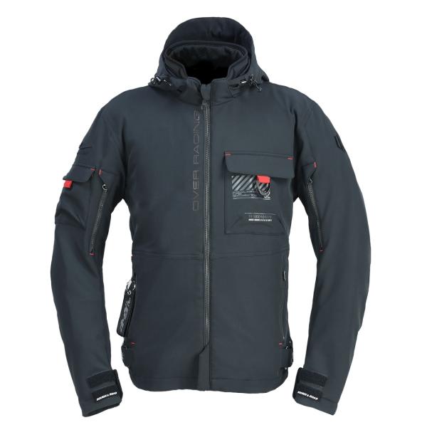 エアスルーソフトシェルパーカーFP ブラック Lサイズ OVER×ラフアンドロード