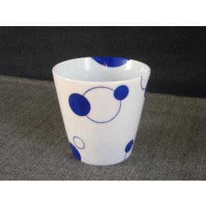 波佐見焼 康創窯 二色丸紋 マグカップ(青) かわいい おしゃれ 水玉 