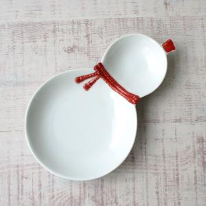 波佐見焼 お皿 和食器 房濃(青)ひょうたん二品盛 変型皿 おしゃれ 上品