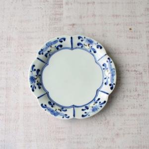 有田焼 輪花皿 L 染付さび花つなぎ お皿 プレート 皓洋窯 和食器