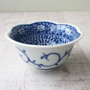 有田焼 輪花皿 L 染付さび花つなぎ お皿 プレート 皓洋窯 和食器