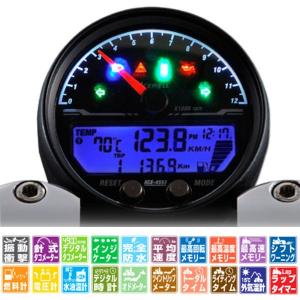 ACEWELL ACE-4653AB 多機能デジタルメーター 15000rpm ブラックボディ｜motokichi