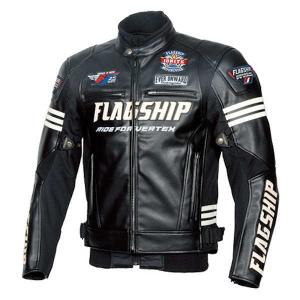 FJ-W193 FLAG SHIP Ignite PU Leather Jacket ヴァーテックス PU レザージャケット ブラック/ホワイト M〜4Lサイズ