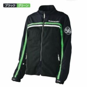 Kawasaki純正 J8001-2863 カワサキ×56design ハーフメッシュパーカー ブラック/グリーン Sサイズ｜motokichi