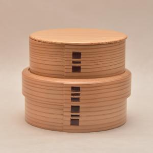 弁当箱 入子丸弁当 ご飯550ccおかず350cc 栗久 曲げわっぱ 元丸屋