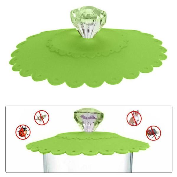 食品グレードシリコンカップ蓋クリエイティブマグカバー防塵気密シールグリーン