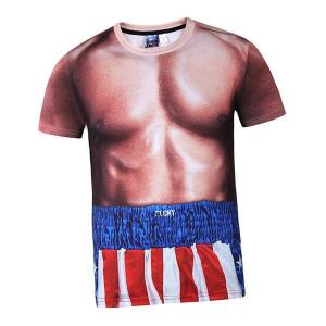 ノベルティアメリカンスタイルのTシャツの男性の3Dプリントの短い袖の筋肉の男のティーM｜motomurastore3