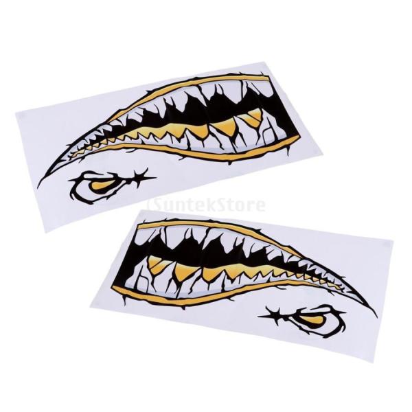 ビニール カヤック ディンギー サメ 歯 口 デ ステッカー 装飾用 シール 防水 全3色 - 黄