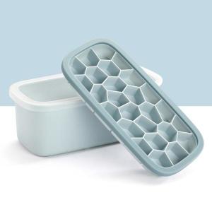 角氷型|冷凍庫シリコンアイストレイ貯蔵容器用の蓋とビン付きアイスキューブトレイ｜motomurastore3