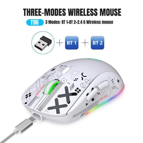 ワイヤレス マウス ゲーミング マウス 3 モード (デュアル BT + USB) コードレス 人間...