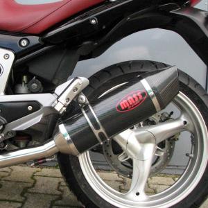 MOTO GUZZI(モトグッチ) BREVA ブレヴァ1100 オーバルカーボン スリップオンマフラー カーボンチップ MASS Exhaust｜motoparts