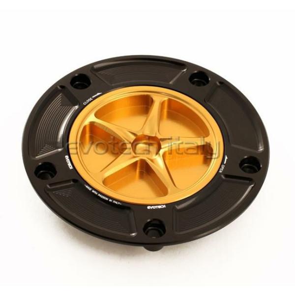 EVOTECH フューエルタンクキャップ ゴールド/ブラック Kawasaki タイプ2