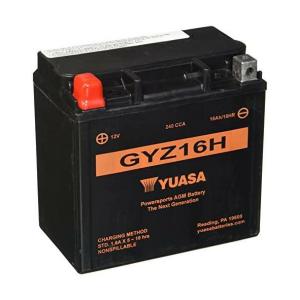 YUASA 12Vメンテナンスフリー・バッテリー（AGM） GYZ16H / HONDA用(GL1500C Valkyrie,ST1100/A,VT1100C/C2/C3,VT750C/CD,VTX1300C/R/S/T)｜motoparts