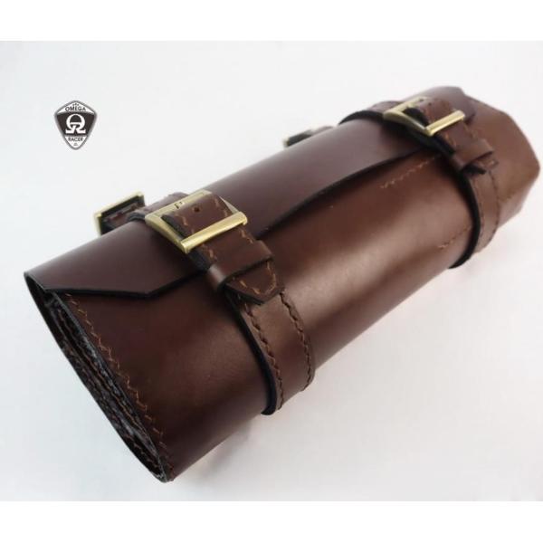 レザーツールバッグ ロール式 ダークブラウン Omega Racer