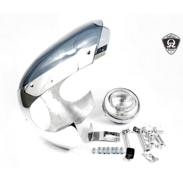 インターセプター/コンチネンタル GT 650 スモール アルミフロントカウル フェアリング ポリッ...