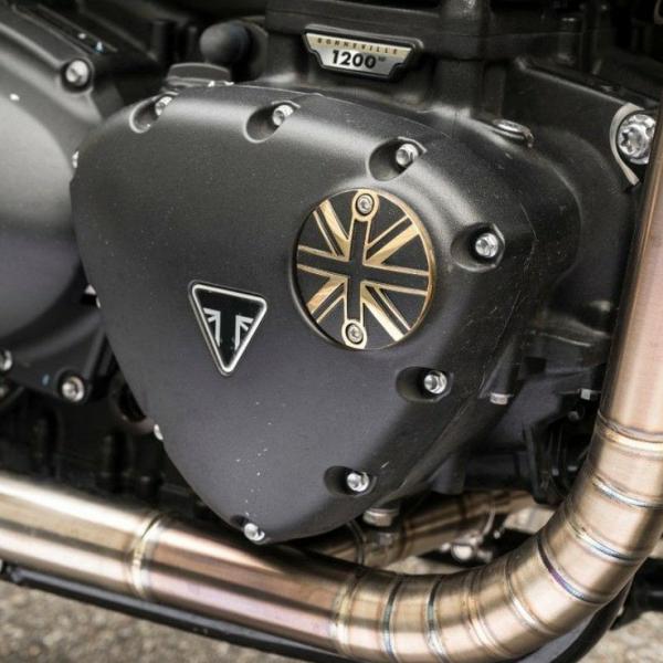 Motone ポイントカバー トライアンフ 水冷ツイン ユニオンジャック ソリッドブラス/ゴールド