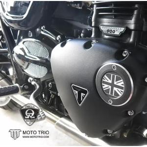 Motone クラッチバッジ&ポイントカバー　シルバー　トライアンフ Motone クラッチバッジ ユニオンジャック ブラック/ポリッシュシルバー