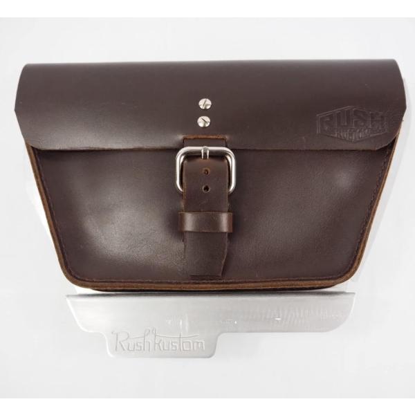 ラッシュカスタム 水冷 ボンネビル バッグ付サイドカバー シルバー/ブラウン Omega Racer