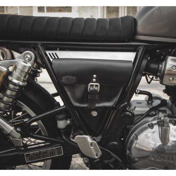 コンチネンタルGT/インターセプター 650 ブラックサイドカバー バッグ付き ブラウン Rush ...