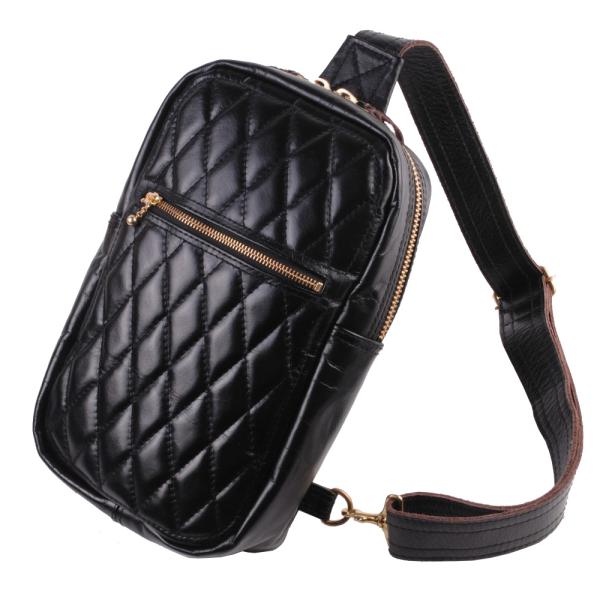 SHM レザー ボディバッグ ブラック