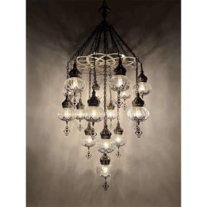 ボヘミア調 トルコ モロッコ風ペンダントライト 手作りステンドグラス 天井照明