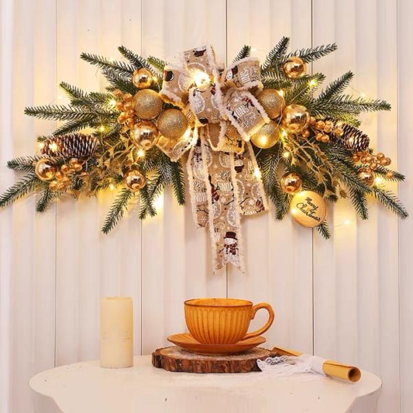 クリスマスリース クリスマス飾り付け 壁掛け飾り 玄関ドア フラワ　造花 花輪