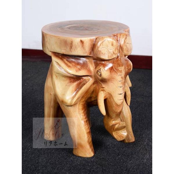 A37475 アンティーク調 レトロ チーク 木製椅子 花台 家庭用 スツール 象さん
