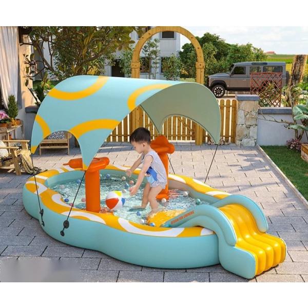 20220714-38　2.7m大型5in1 ビニールプール 屋根付き 紫外線UVカット 滑り台付き