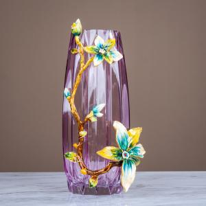薩摩切子 花入れ 小 金赤 黄 創作 島津薩摩切子 薩摩ガラス工芸 花瓶