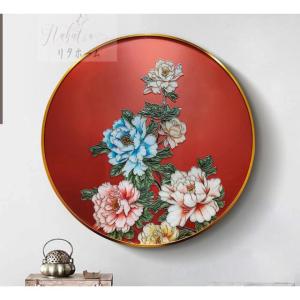 ガラス琺瑯彩 エナメル工芸品 高級琺瑯飾り絵 玄関 壁掛け 手作り・琺瑯絵美術品