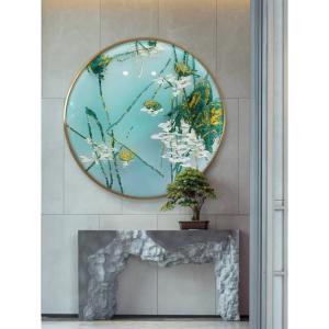 ガラス琺瑯彩 エナメル工芸品 高級琺瑯飾り絵 玄関 壁掛け 手作り・琺瑯絵美術品