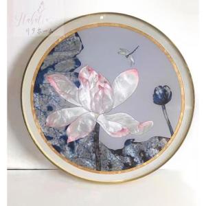 ガラス琺瑯彩 エナメル工芸品 高級琺瑯飾り絵 玄関 壁掛け 手作り・琺瑯絵美術品