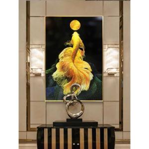 ガラス琺瑯彩 エナメル工芸品 高級琺瑯飾り絵 玄関 壁掛け 琺瑯絵美術品