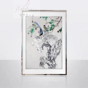 ガラス琺瑯彩 エナメル工芸品 高級琺瑯飾り絵 玄関 壁掛け 琺瑯絵美術品