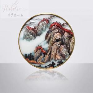 ガラス琺瑯彩 エナメル工芸品 高級琺瑯飾り絵 玄関 壁掛け 琺瑯絵美術品