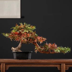 インテリアグリーン 模造迎客紅葉 もみじ 置物 禅意 盆栽装飾品 人工観葉植物