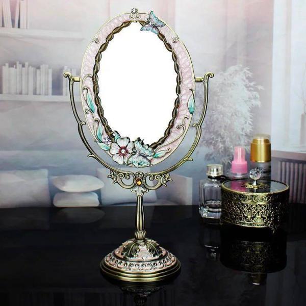 A13706 卓上ミラー 鏡 スタンドミラー 姫系雑貨 豪華化粧鏡 メイクミラー 化粧鏡 ．