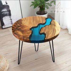 無垢板 ひのき 檜 天然木 サイドテーブル ソファーテーブル レジン