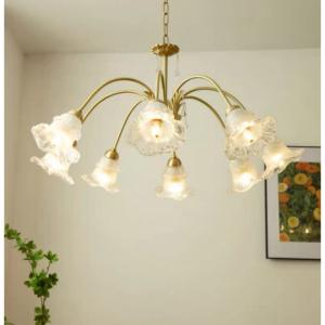 水晶ガラス.ペンダントライト洋風照明シャンデリア シーリング不可 天井照明 花柄