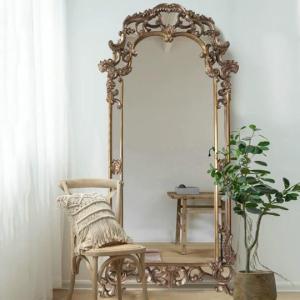 高級感 全身ミラー 豪華鏡 全身鏡 姿見鏡アンティーク調 壁掛け　ウォールミラー