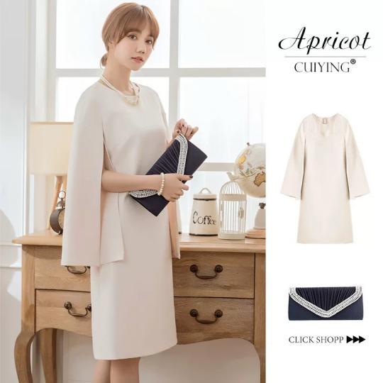 2XL大きいサイズ ワンピース  レディース レディス フォーマル ひざ丈 長袖