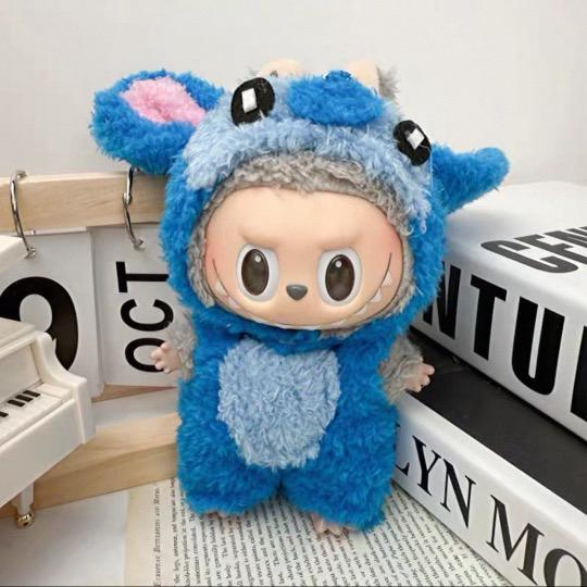 新品2点セット 青いlabubuラブブぬいぐるみ服17cm着せ替え着ぐる
