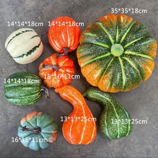 8点セットハロウィン 装飾かぼちゃオブジェリアルな人工パンプキン 秋インテリア