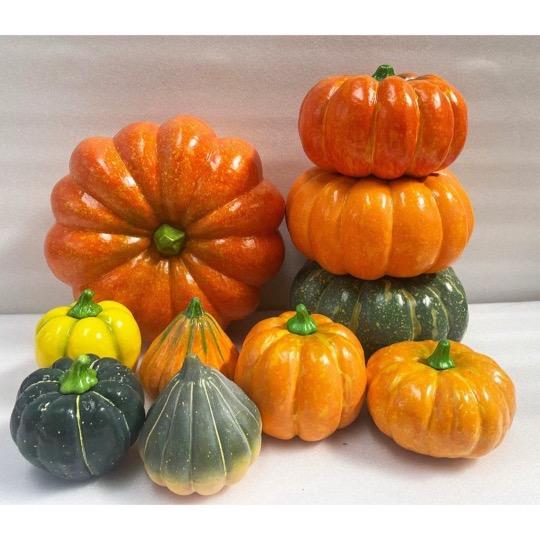 10点セットハロウィン 装飾かぼちゃオブジェリアルな人工パンプキン 秋インテリア