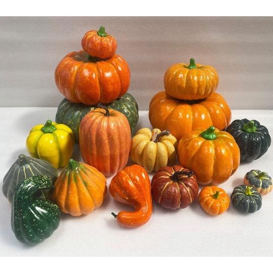 18点セットハロウィン 装飾かぼちゃオブジェリアルな人工パンプキン 秋インテリア