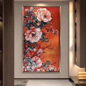 ガラス琺瑯彩 エナメル工芸品 高級感琺瑯飾り絵 玄関 壁掛け 琺瑯絵美術品