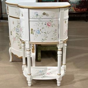 アンティーク風 手彫り花柄コンソールテーブル 木製 高級サイドテーブル ロココ調