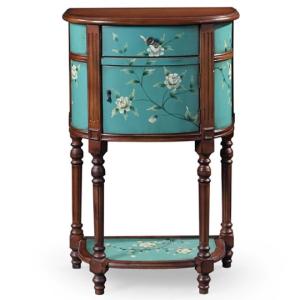 アンティーク風 手彫り花柄コンソールテーブル 木製 高級サイドテーブル ロココ調