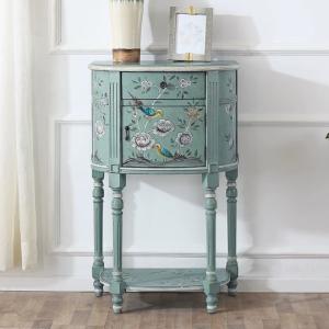 アンティーク風 手彫り花柄コンソールテーブル 木製 高級サイドテーブル ロココ調