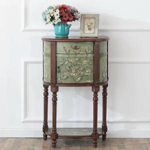 アンティーク風 手彫り花柄コンソールテーブル 木製 高級サイドテーブル ロココ調